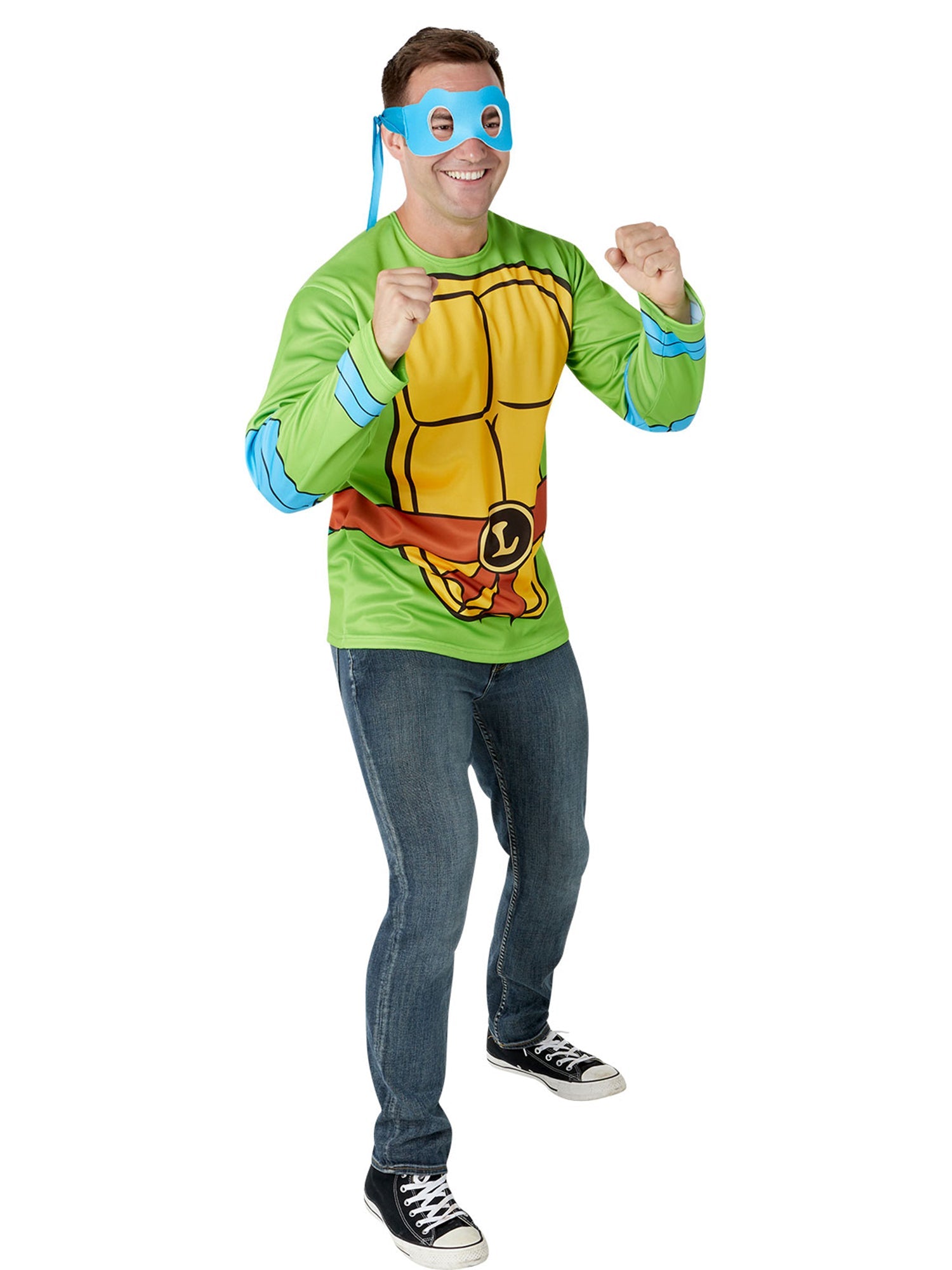 Men's Teenage Mutant Ninja Turtles Classic Leonardo Costume Top and Mask - Image 2