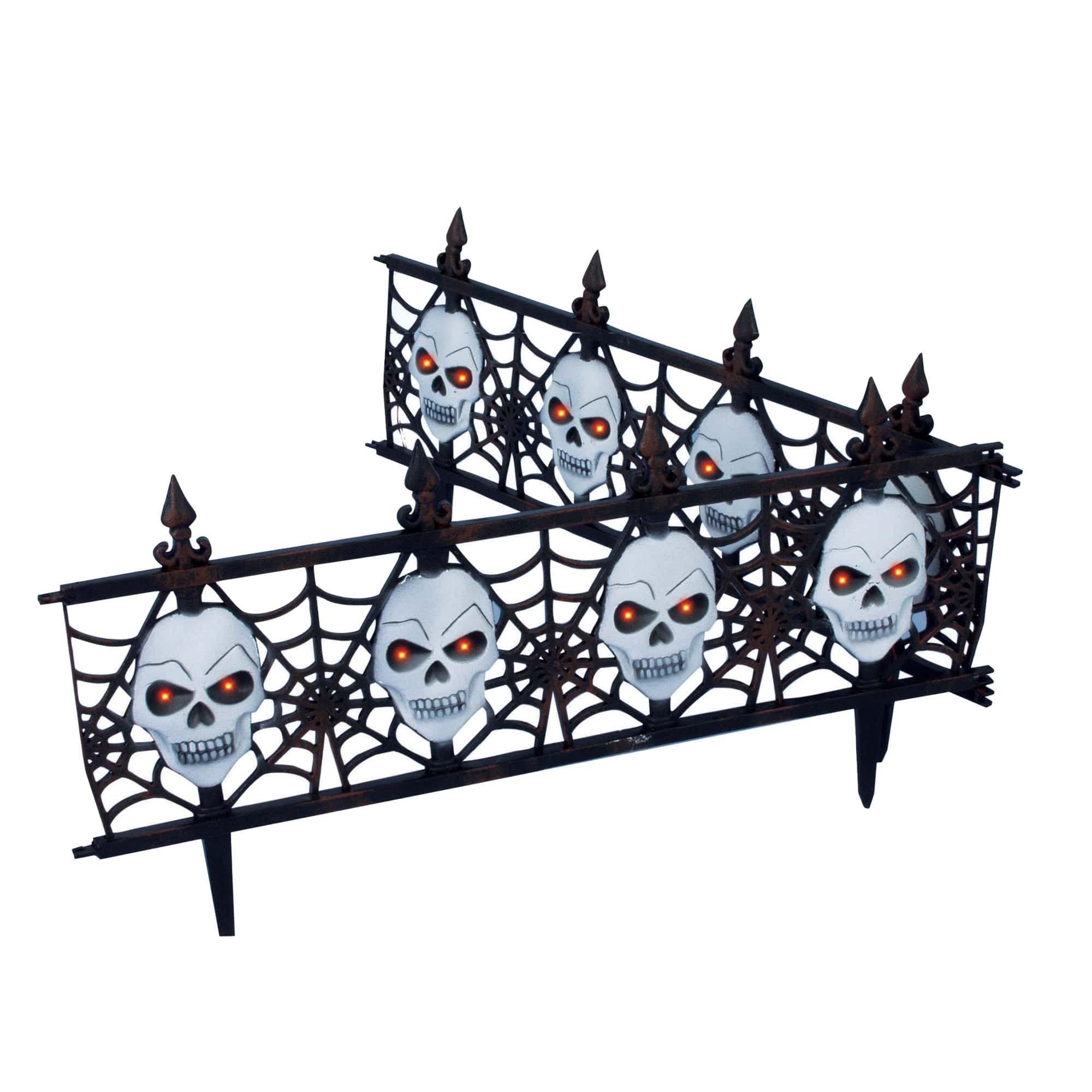12-inch Light Up Gothic Skull Fence - 2 Piece - Image 2