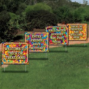 13-inch Trick Or Treat Land Sidewalk Sign Set - 4 Piece