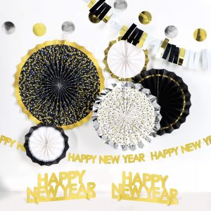 Black. Silver. & Gold NYE Room Decorating Kit. 10pc