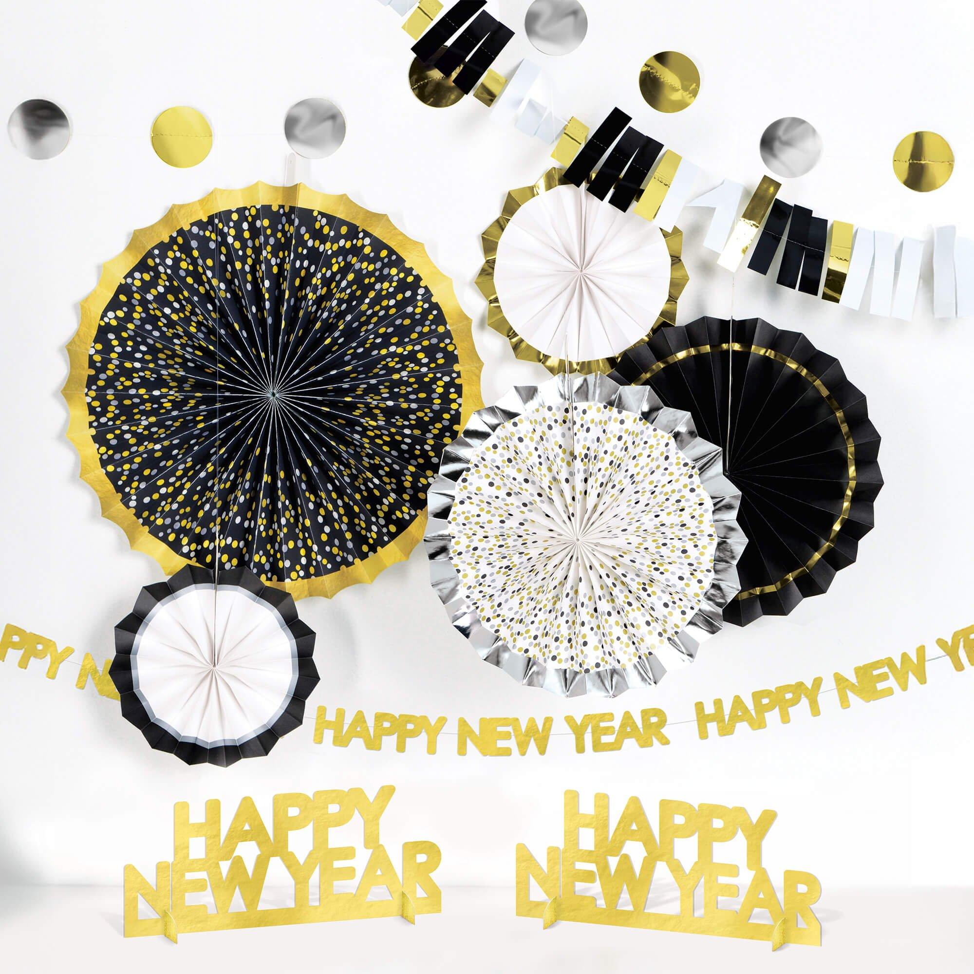 Black. Silver. & Gold NYE Room Decorating Kit. 10pc