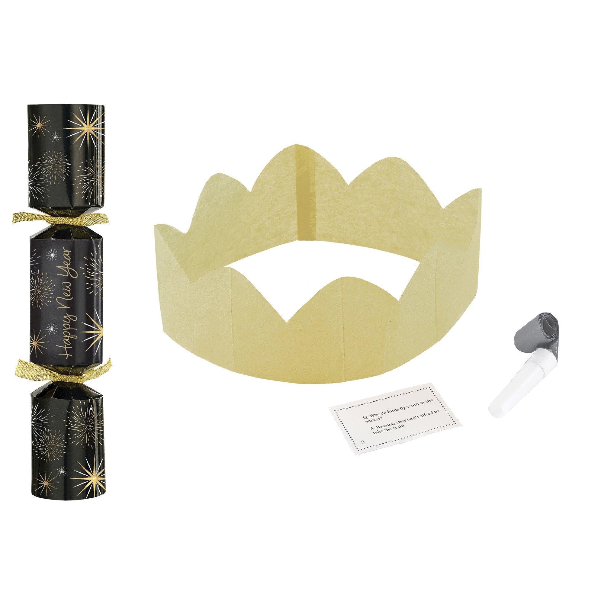 Black. Silver. & Gold NYE Oversized Party Cracker. 6ct