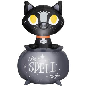 3.5 Foot Hocus Pocus Binx in Cauldron Light Up Halloween Inflatable Lawn Decoration