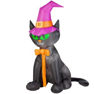 6.5 Foot Kitty Cat Witch Light Up Halloween Inflatable Lawn Decoration