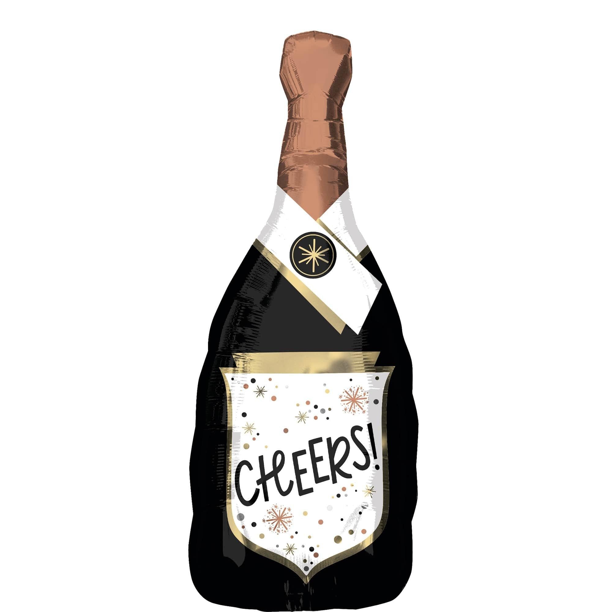 Cheers Confetti Bubbly Bottle Foil Balloon. 36in