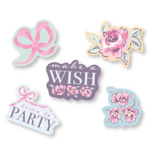 Ribbon and Rose Stickers. 5pc