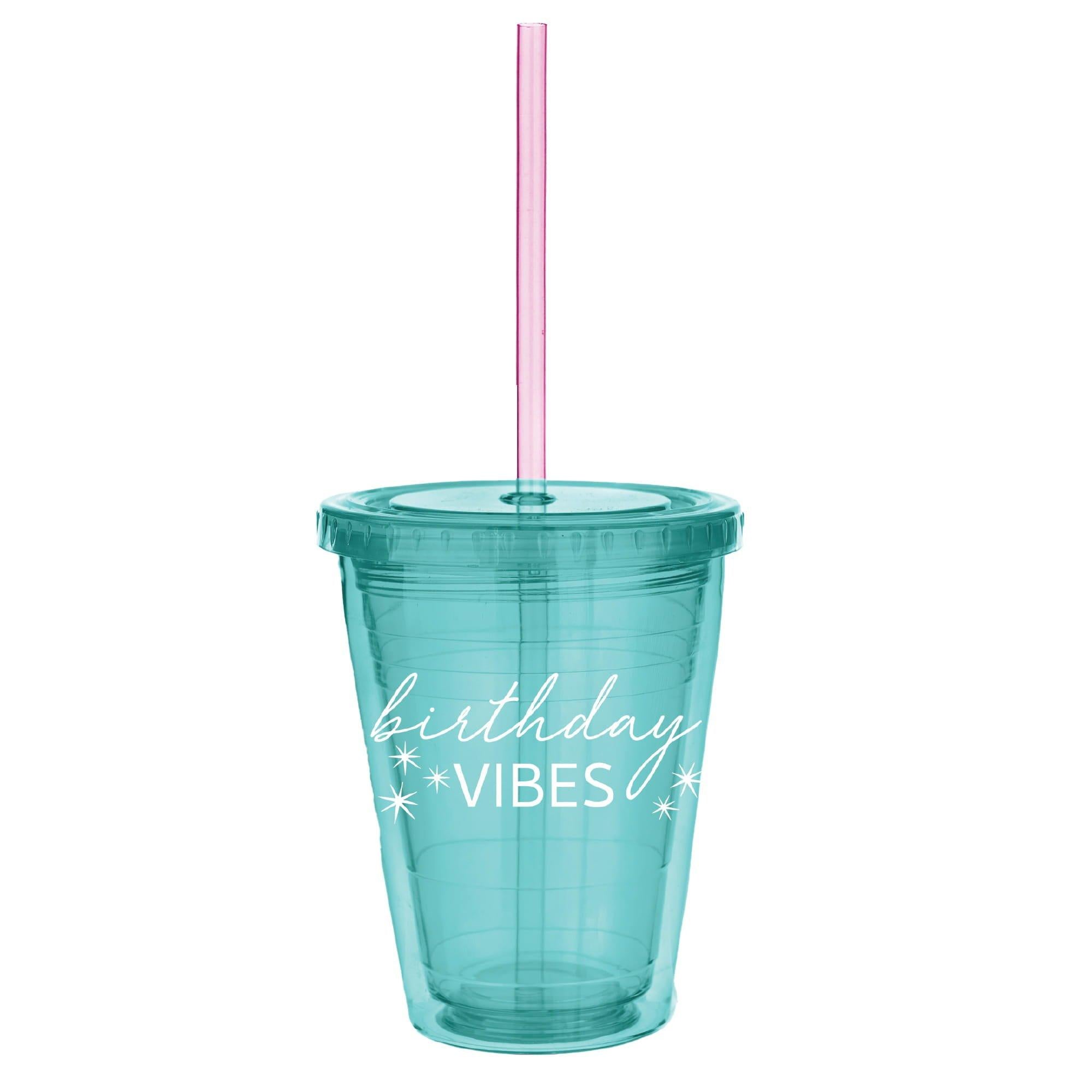 Digital Dream Plastic Tumbler with Straw. 12oz