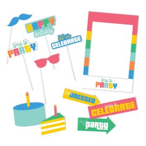 Colorful Collage Photo Booth Props. 11pc