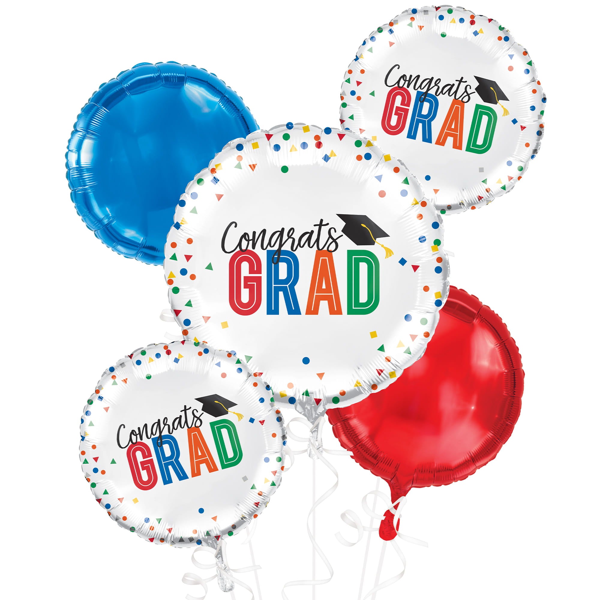 Colorful Congrats Grad Foil Balloon Bouquet. 5pc