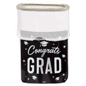 Black & White Congrats Graduation Pop-Up Trash Bin