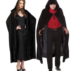 Adult Crushed Velvet Hooded Cloak Deluxe