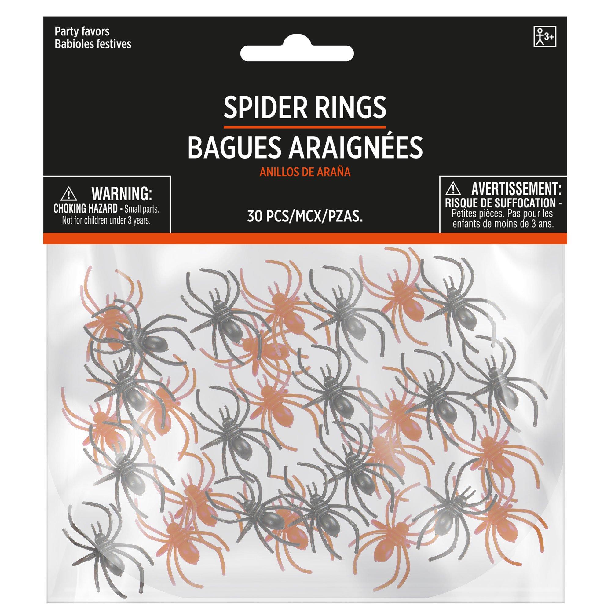 Adjustable Black & Orange Plastic Spider Rings. 30ct - Image 3