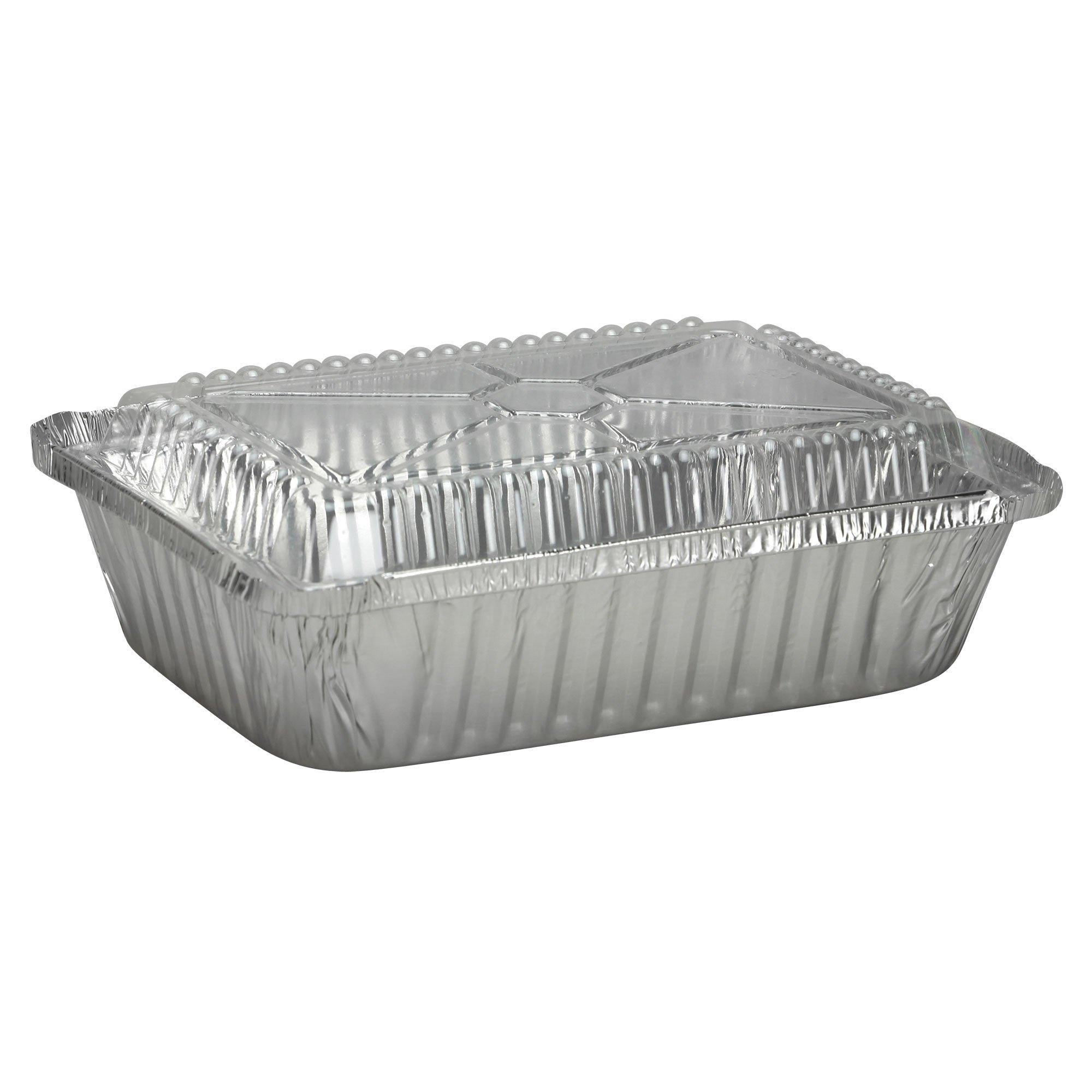 Reusable Rectangular Aluminum Pans with Dome Lids. 8.4in x 6in. 3ct - Image 2