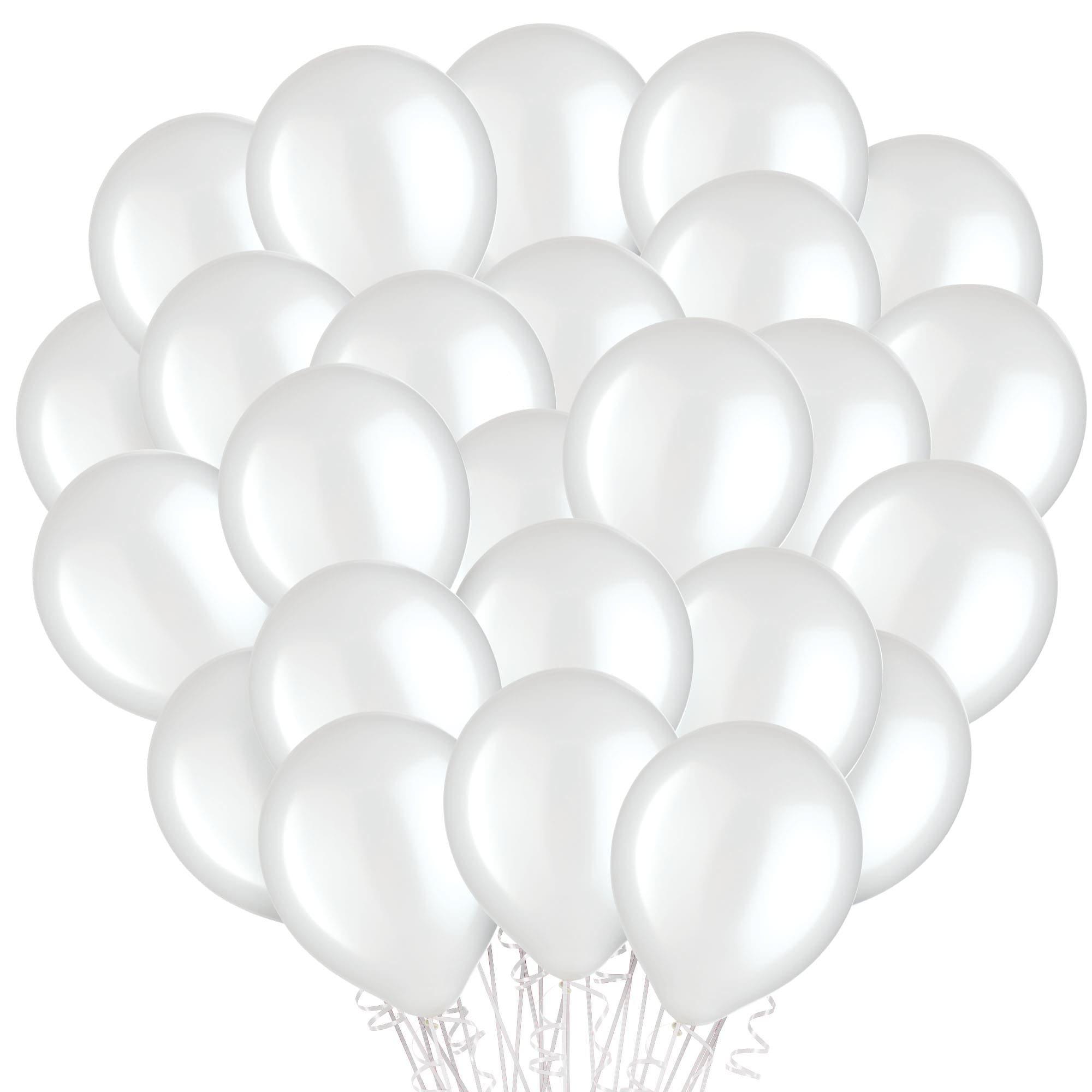 100ct. 12in. White Pearl Latex Balloons
