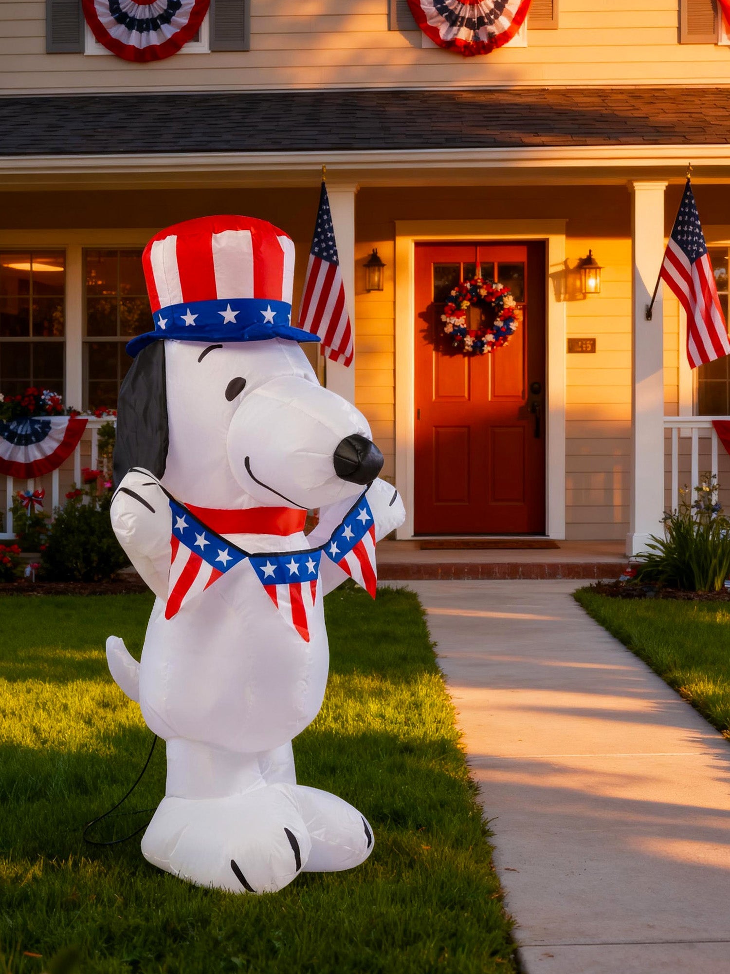 3.5 Foot Peanuts Snoopy Patriotic Inflatable Lawn Decoration - Image 9