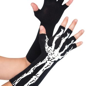 Adult Glow in the Dark Skeleton Fingerless Gloves