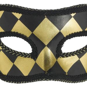 Black & Gold Harlequin Masquerade Mask