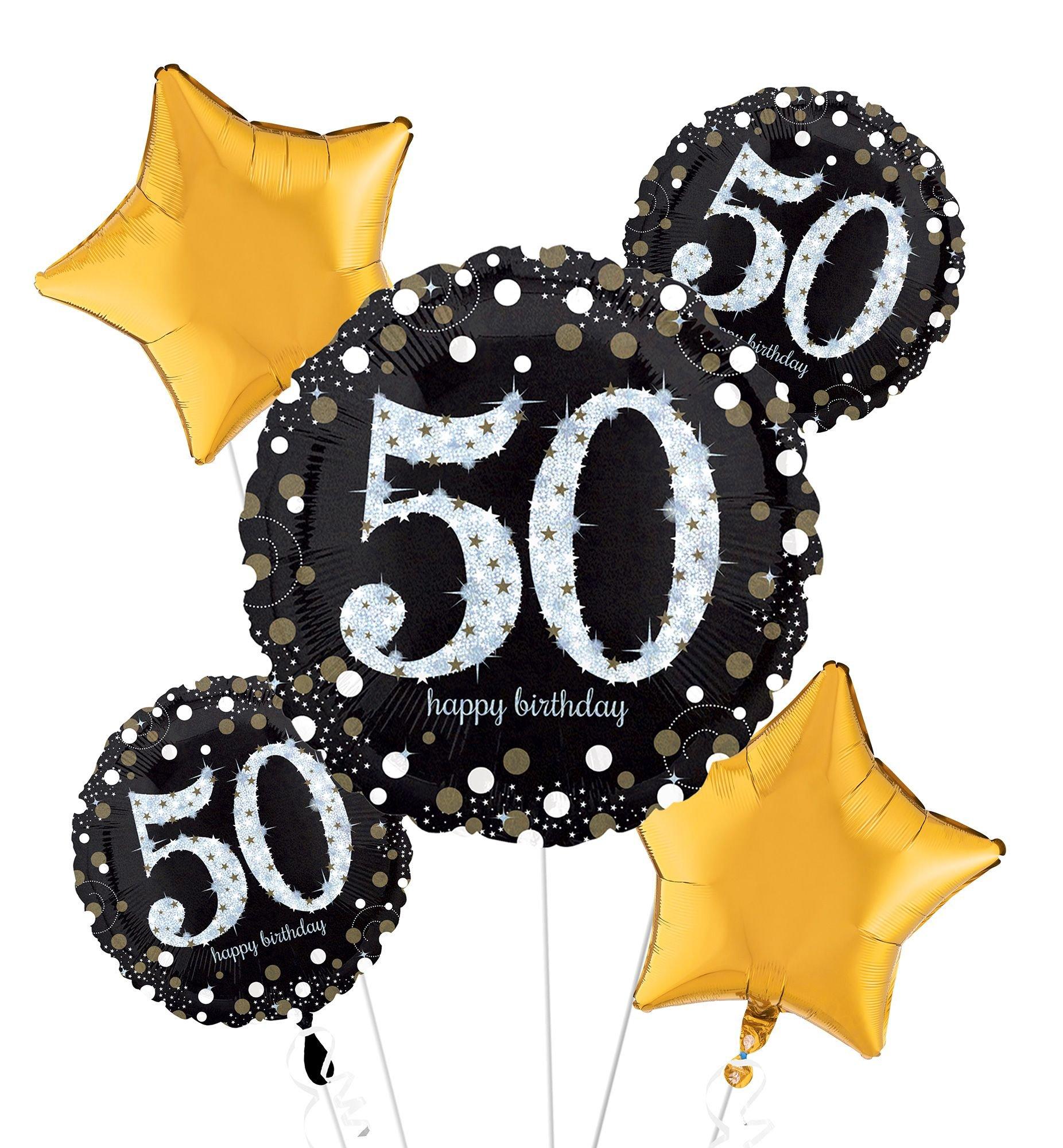 Sparkling Celebration 50th Birthday Foil Balloon Bouquet. 5pc