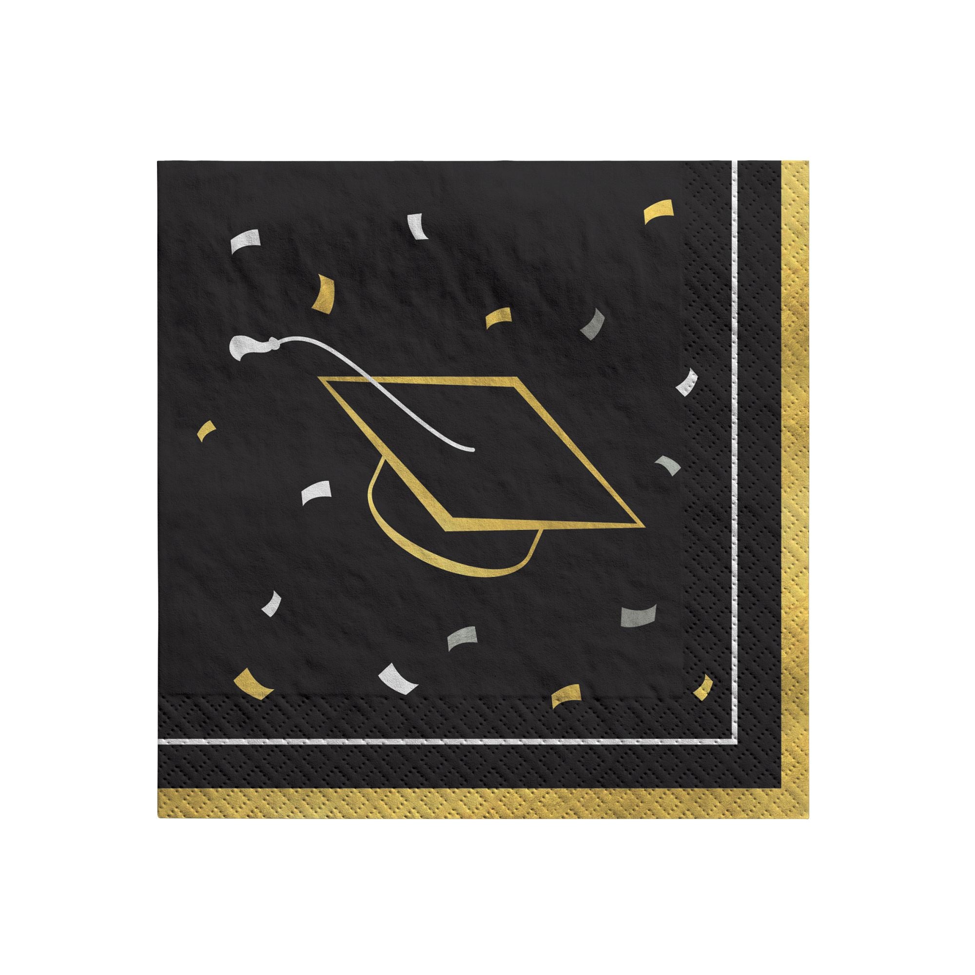 Class Dismissed Graduation Beverage Napkins. Black & Gold. 16ct