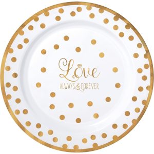 Sparkling Gold Wedding Premium Plastic Dinner Plates 10ct
