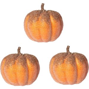 Glitter Gold Topped Pumpkins 3ct