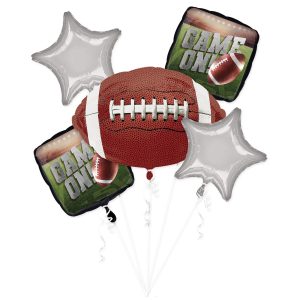 Go Fight Win Football Foil Balloon Bouquet. 5pc