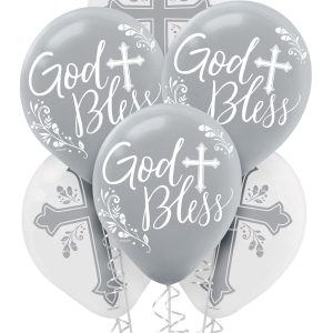 15ct. 12in. White & Silver Holy Day Latex Balloons