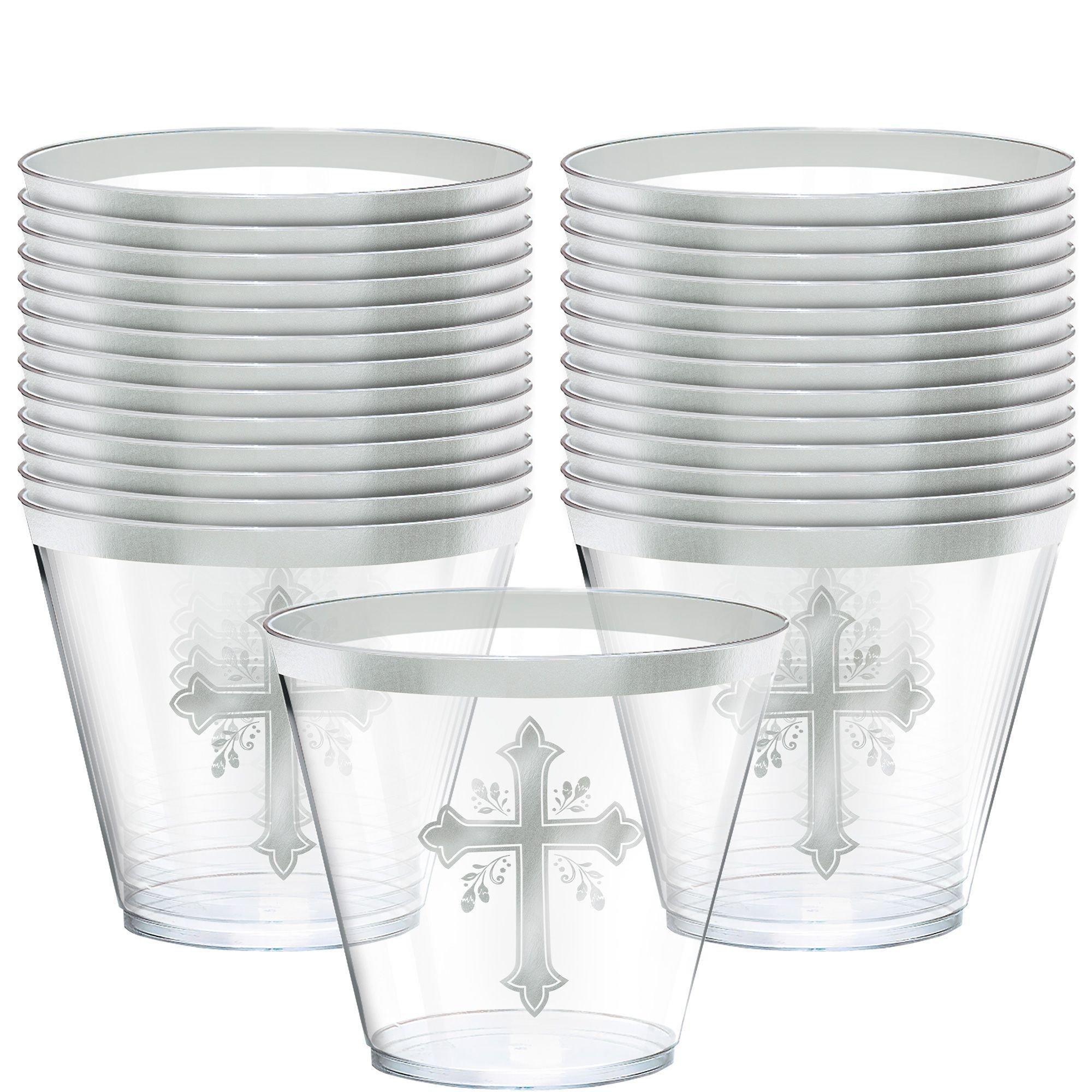 Silver Cross Holy Day Plastic Tumblers. 9oz. 30ct