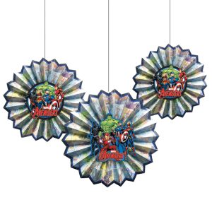 Marvel Powers Unite Paper Fan Decorations 3ct