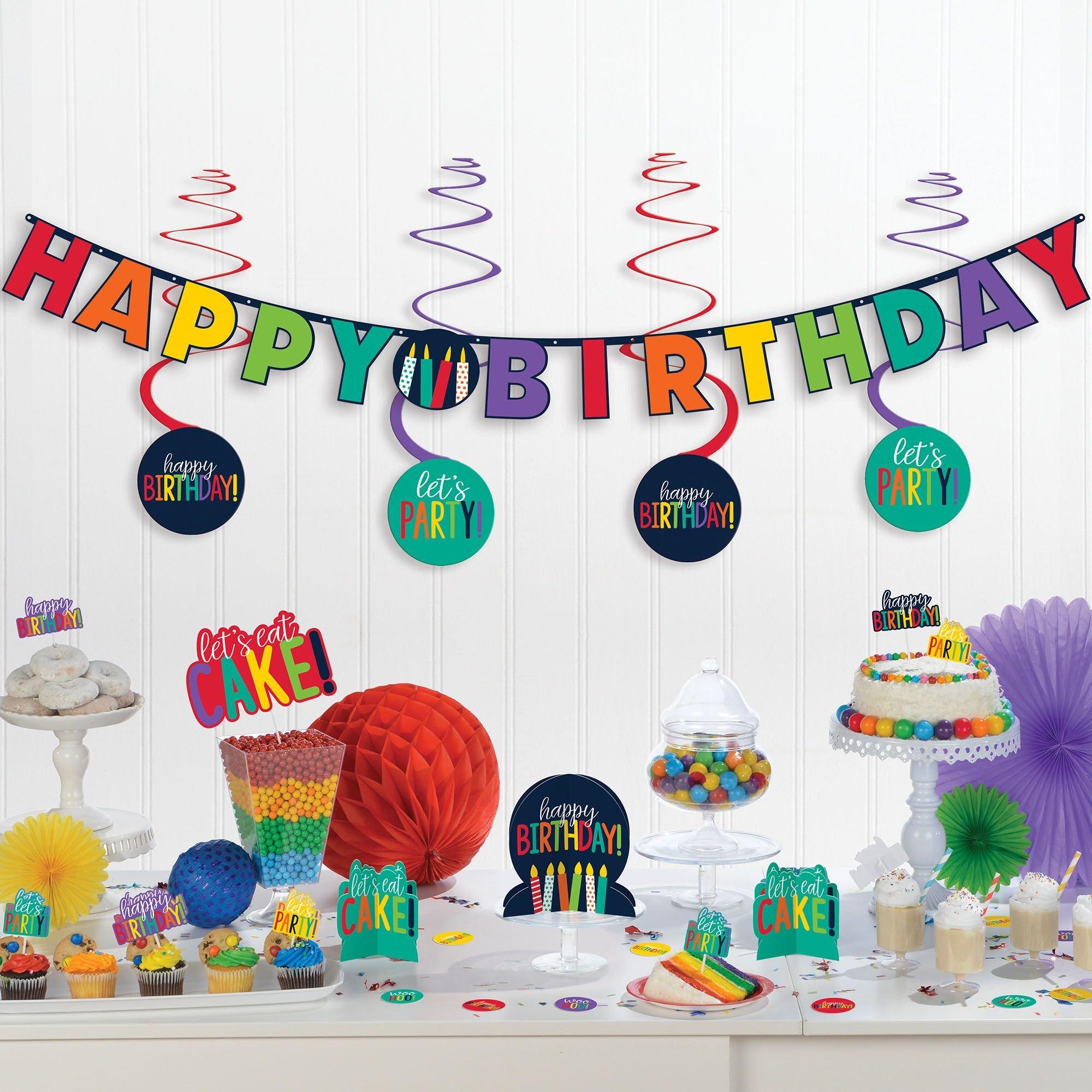Rainbow Birthday Cardstock Room Decorating Kit. 37pc