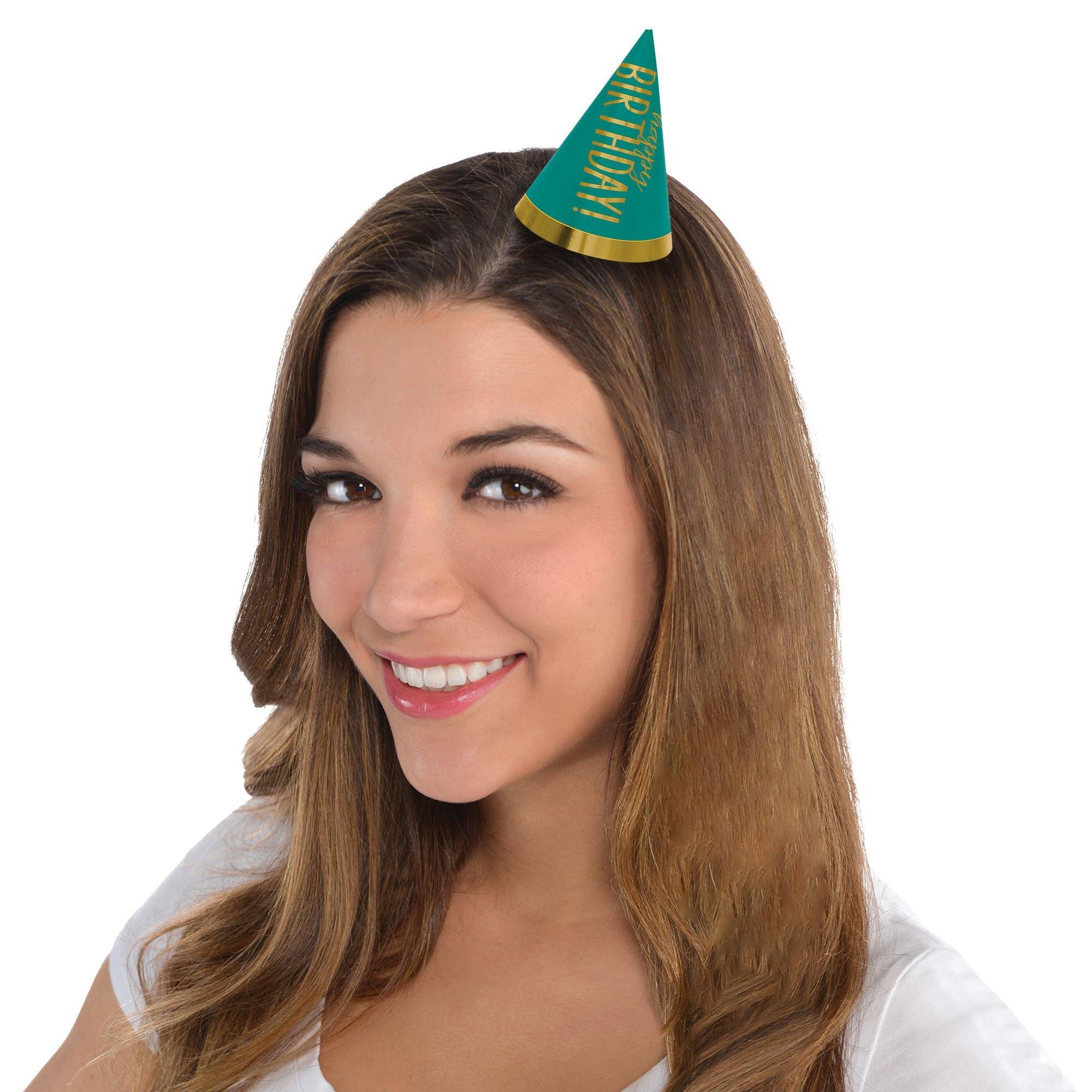 Mini Gold & Rainbow Birthday Celebration Party Hats 12ct - Image 2