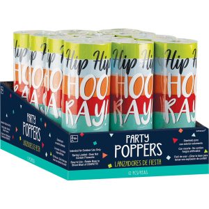 Navy Confetti Birthday Confetti Party Poppers. 12ct