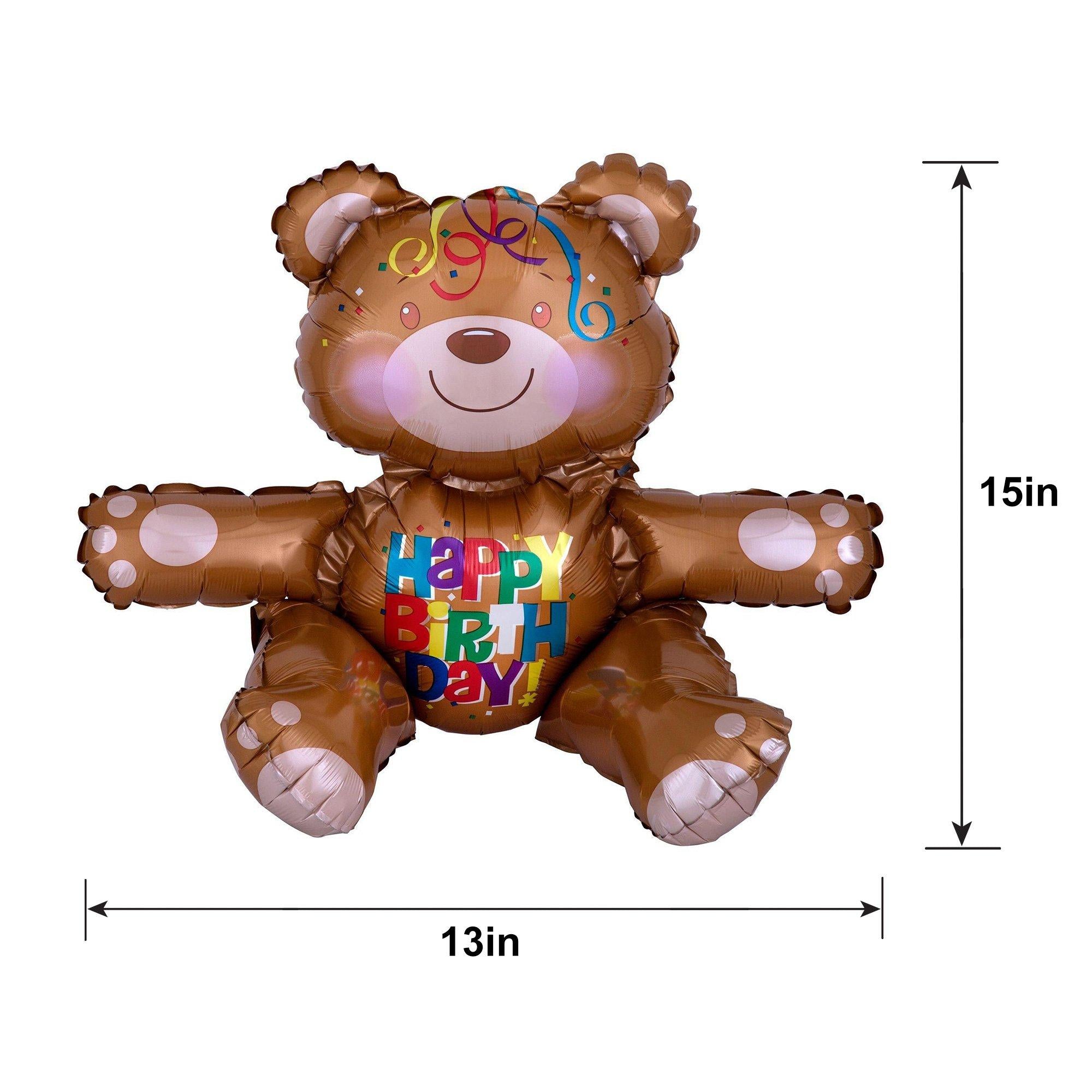 Air-Filled Sitting Birthday Bear Balloon. 15in - Image 2