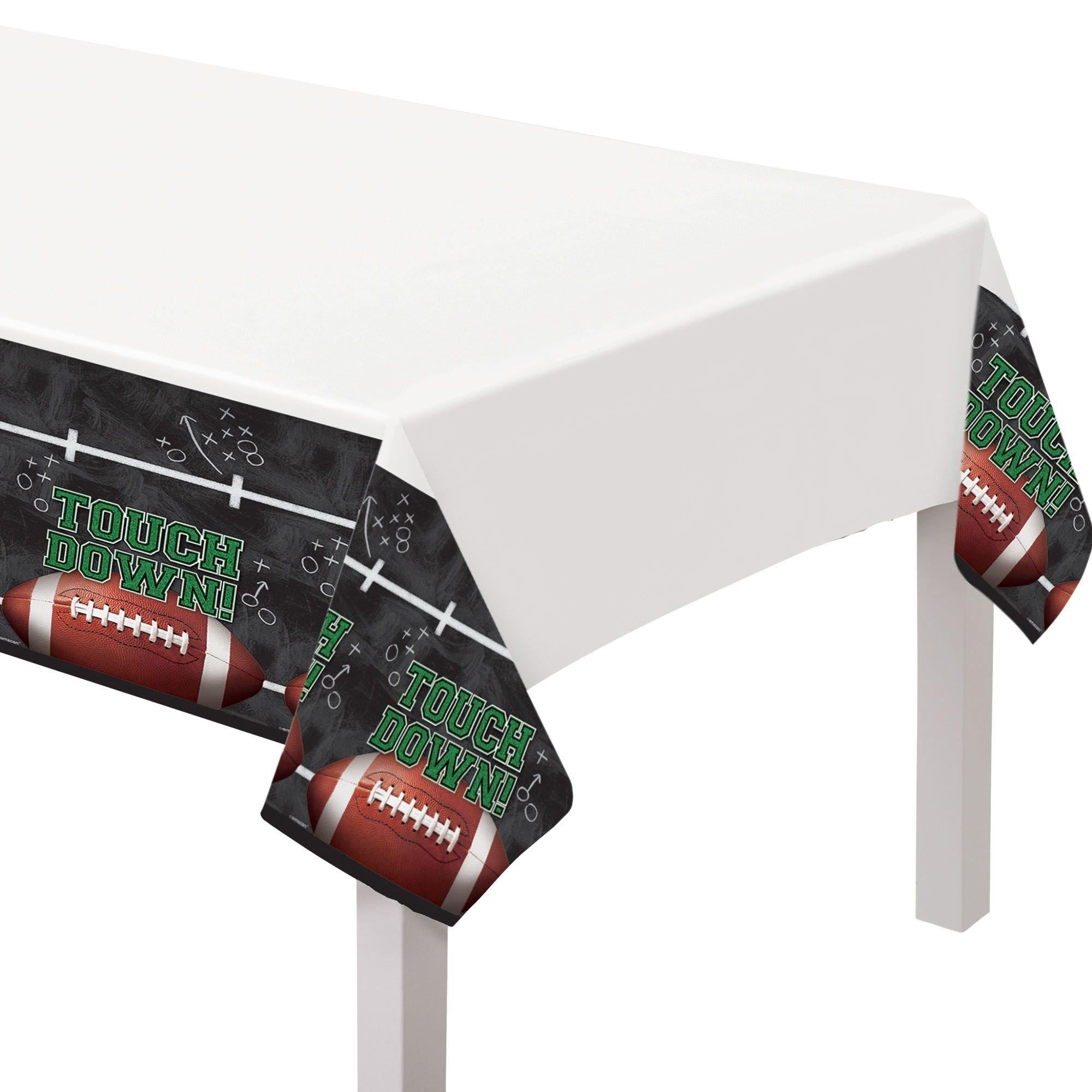 Tailgates & Touchdowns Plastic Table Covers. 54in x 84in. 3ct