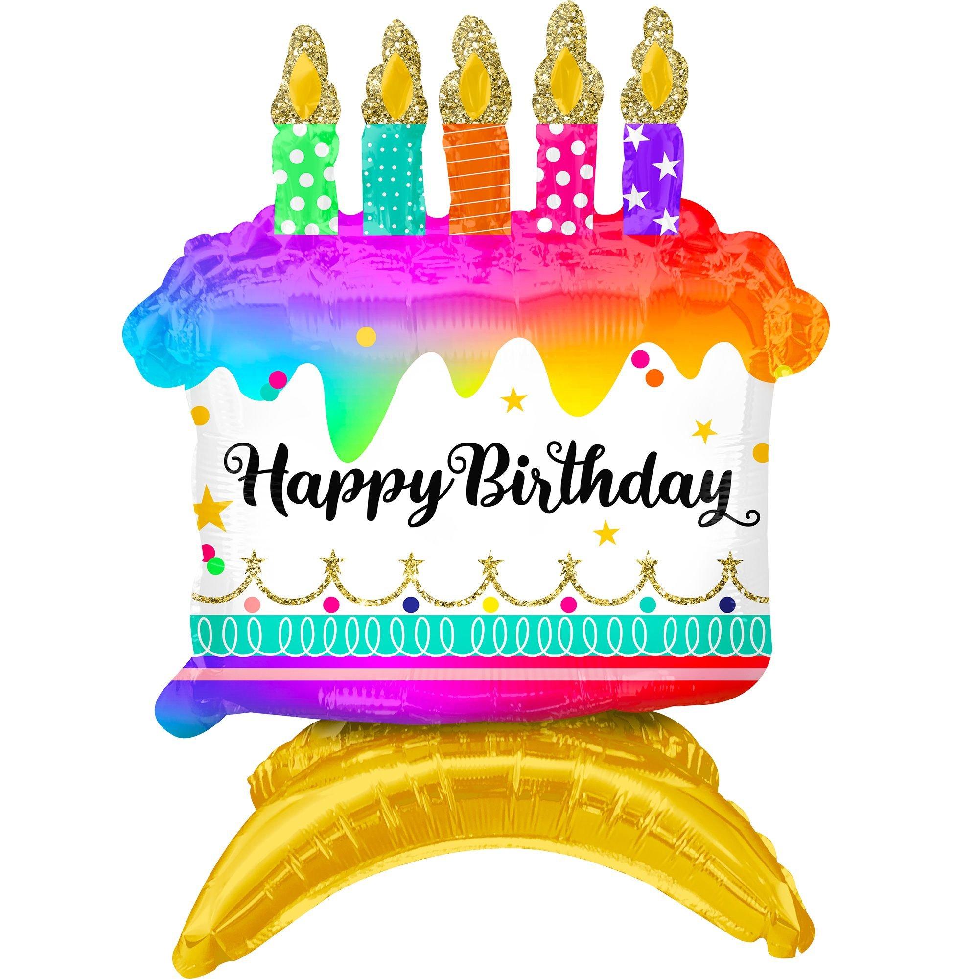 Air-Filled Sitting Birthday Cake Balloon. 15in