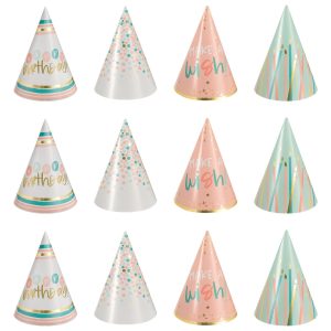 Mini Metallic Happy Cake Day Birthday Party Hats 12ct