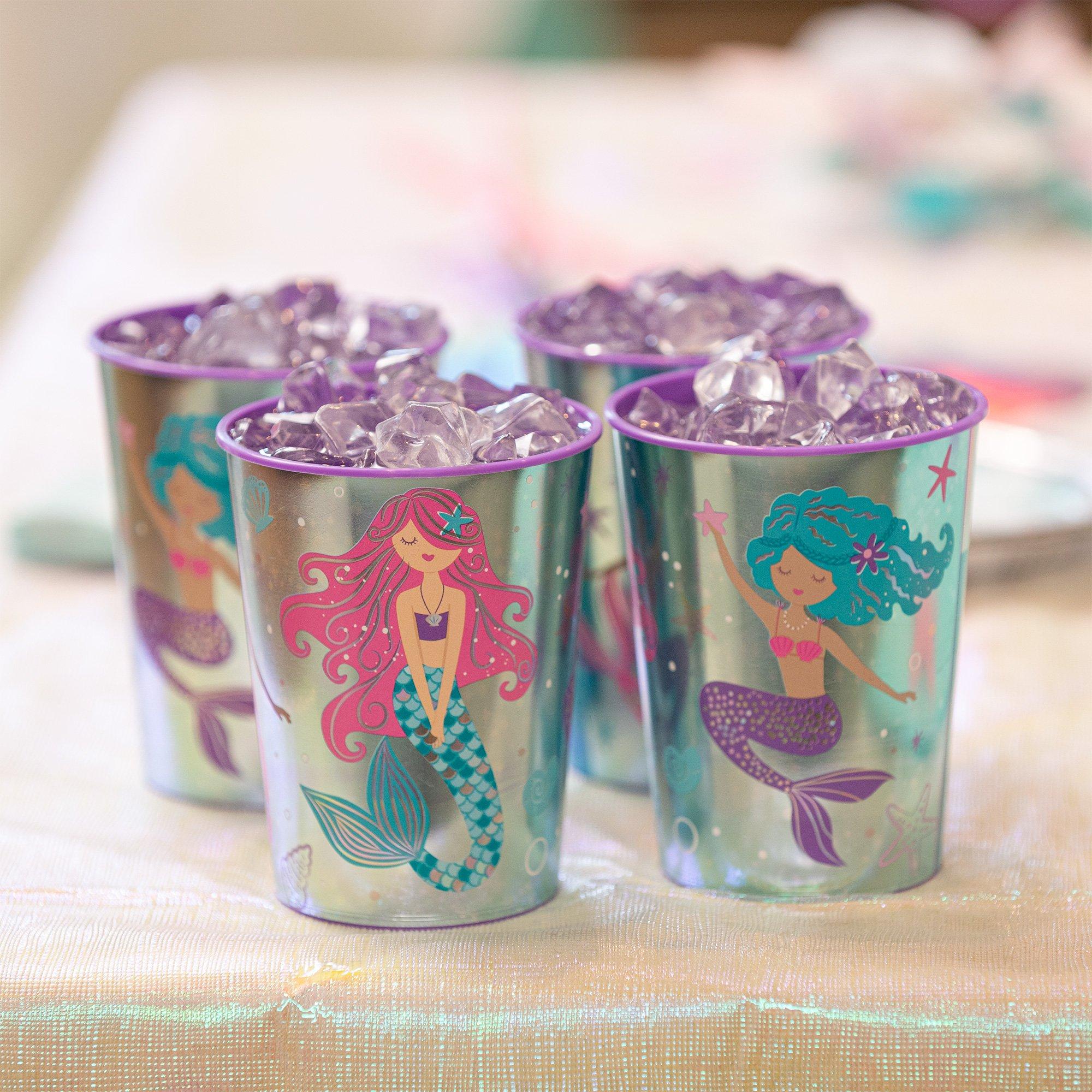 Metallic Shimmering Mermaids Plastic Favor Cup. 16oz - Image 5