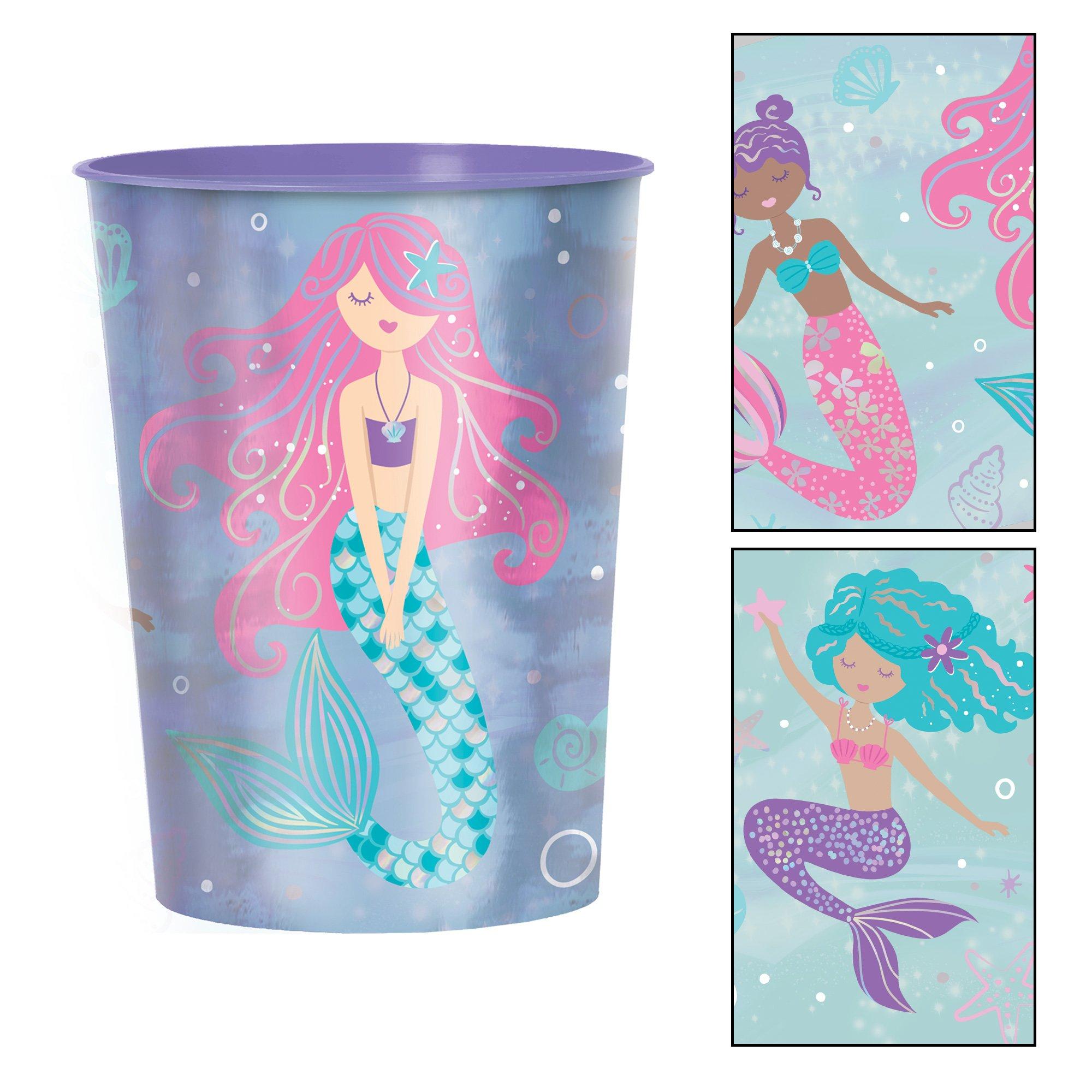 Metallic Shimmering Mermaids Plastic Favor Cup. 16oz
