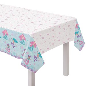 Shimmering Mermaids Plastic Table Cover. 54in x 96in