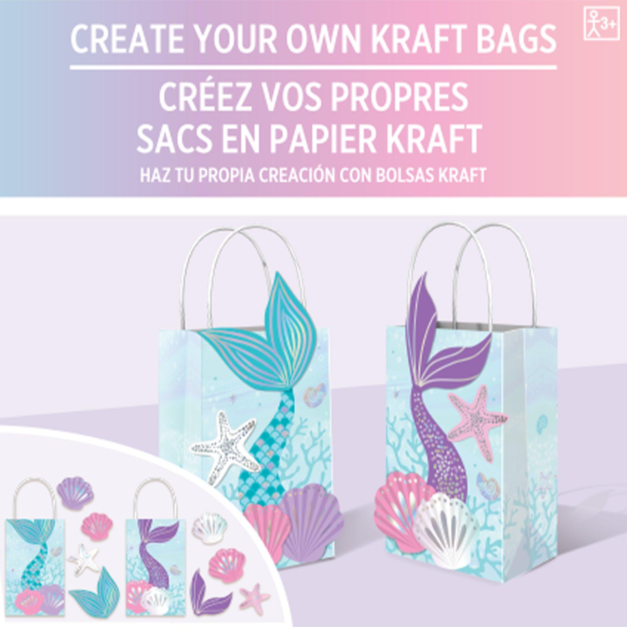 Iridescent Shimmering Mermaids Create Your Own Kraft Favor Bag Kit. 5.25in x 8.4in. 8ct - Image 4
