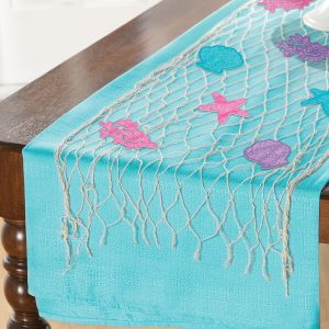 Glitter Shimmering Mermaids Fishnet Table Runner Decorating Kit. 13pc