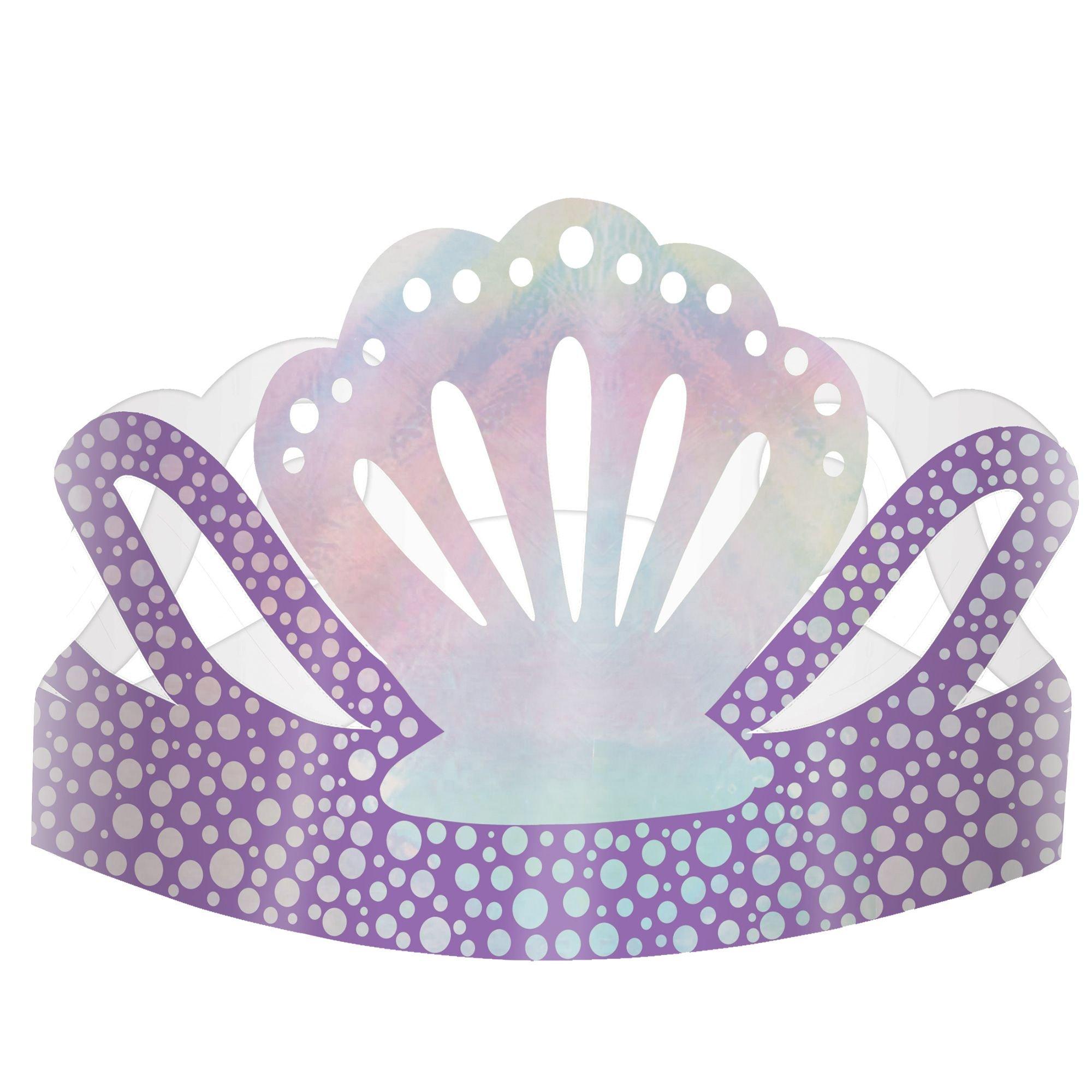 Iridescent Shimmering Mermaids Cardstock Tiaras. 7.75in. 8ct
