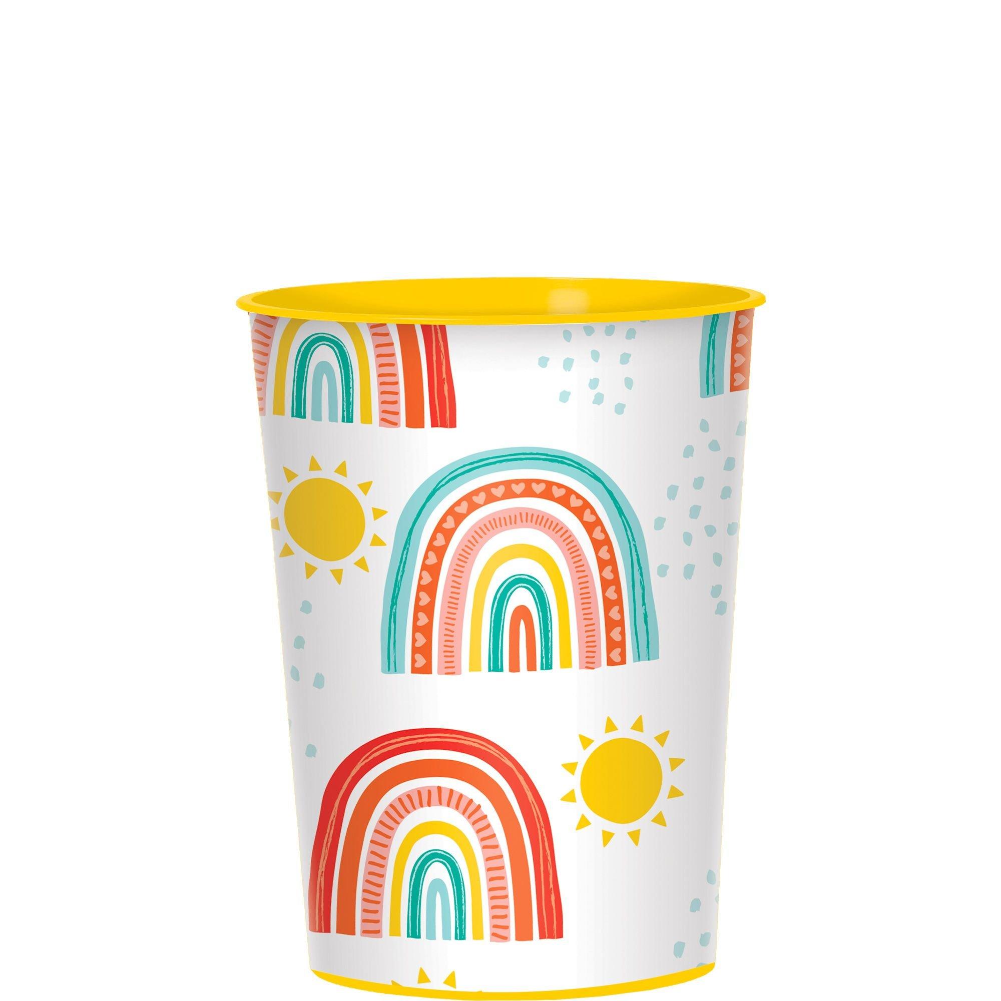 Retro Rainbow Plastic Favor Cup. 16oz - Image 2
