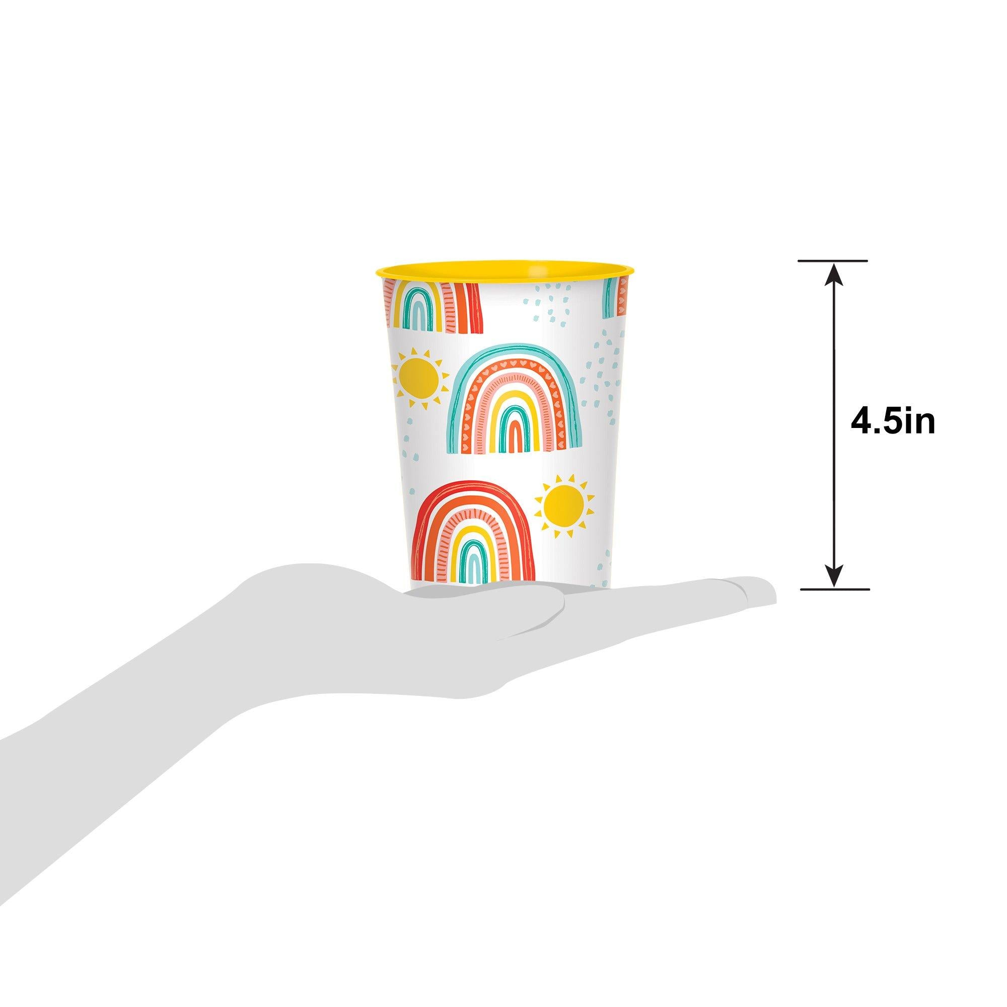 Retro Rainbow Plastic Favor Cup. 16oz - Image 3