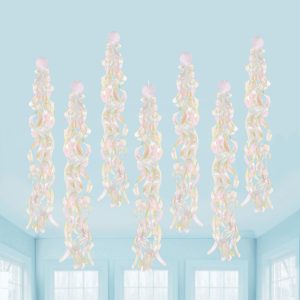 Iridescent Luminous Rainbow Fabric Swirl Decorations. 34in. 10ct