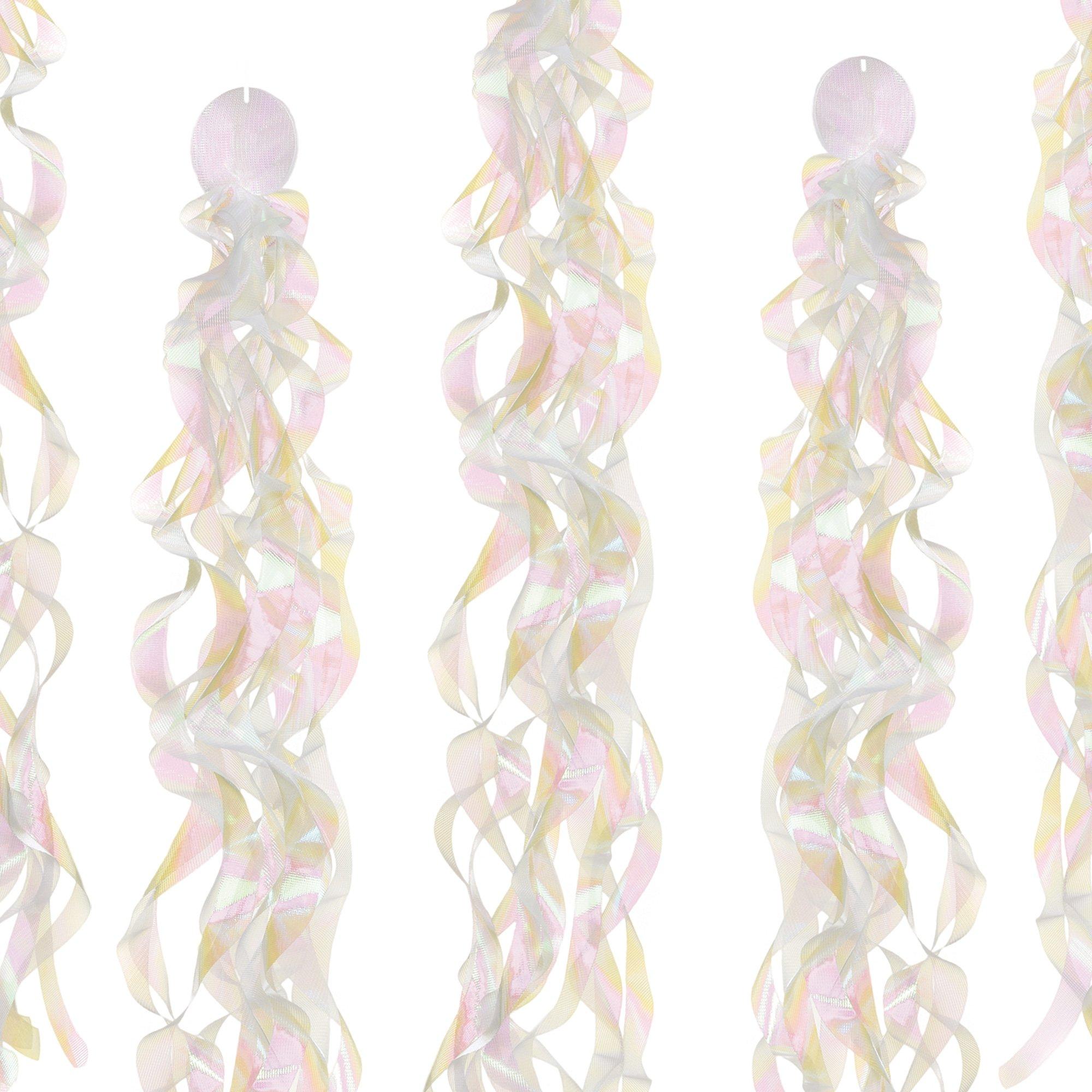 Iridescent Luminous Rainbow Fabric Swirl Decorations. 34in. 10ct - Image 2