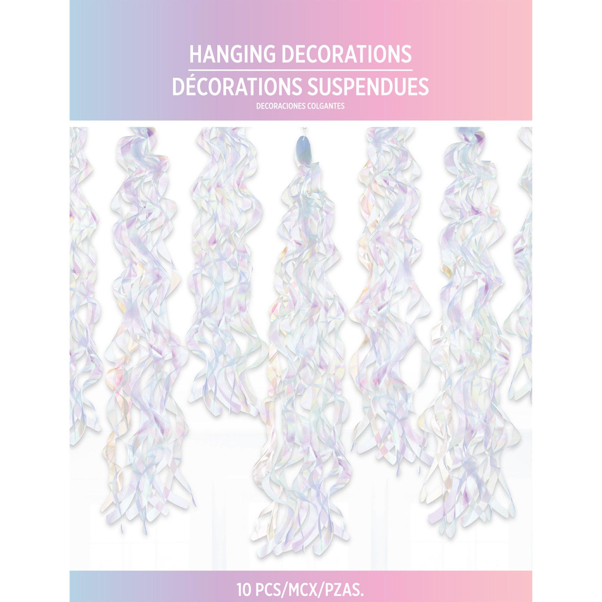 Iridescent Luminous Rainbow Fabric Swirl Decorations. 34in. 10ct - Image 3