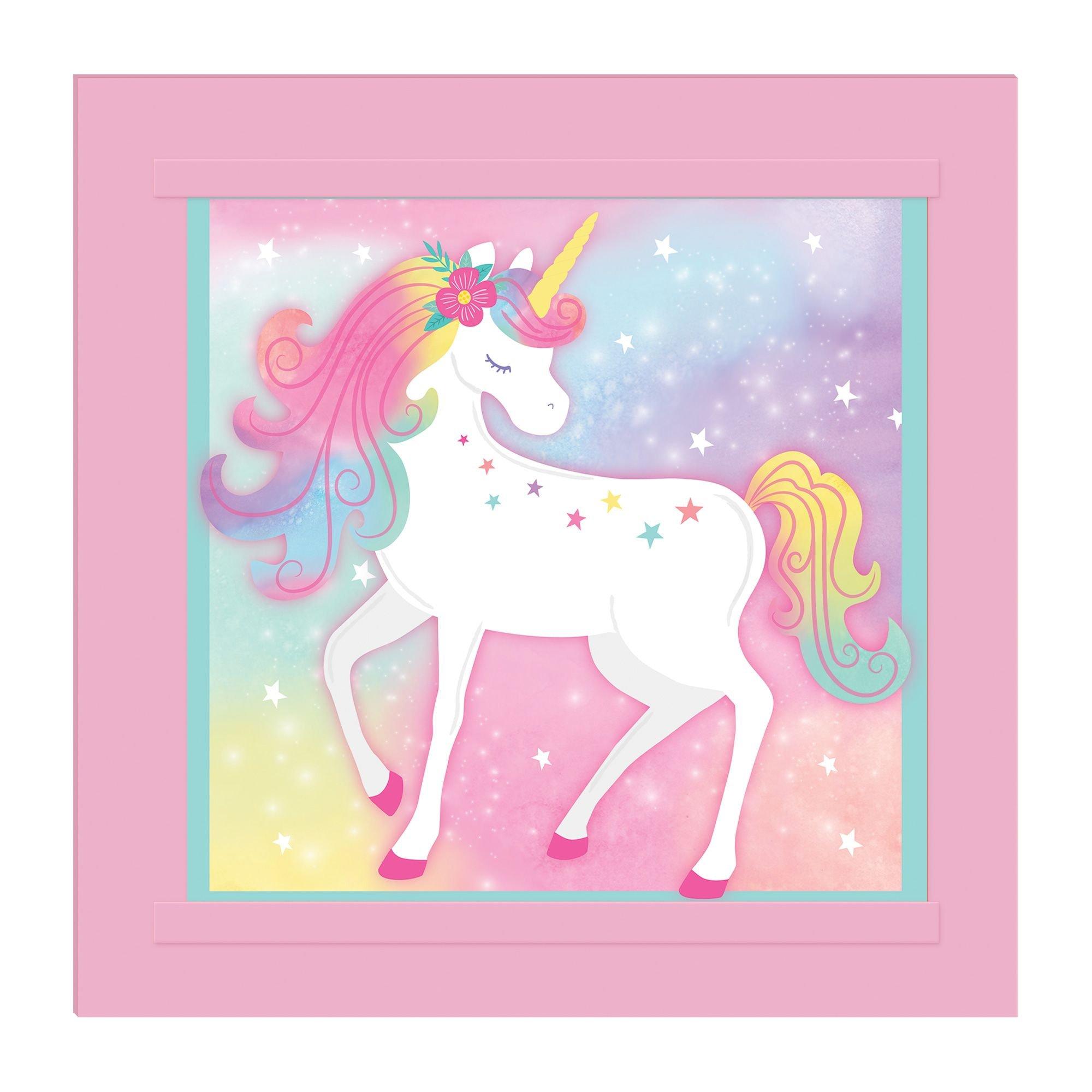 Enchanted Unicorn Customizable Birthday Chalkboard Easel Sign. 12in x 12in
