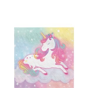 Enchanted Unicorn Paper Beverage Napkins. 5in. 16ct