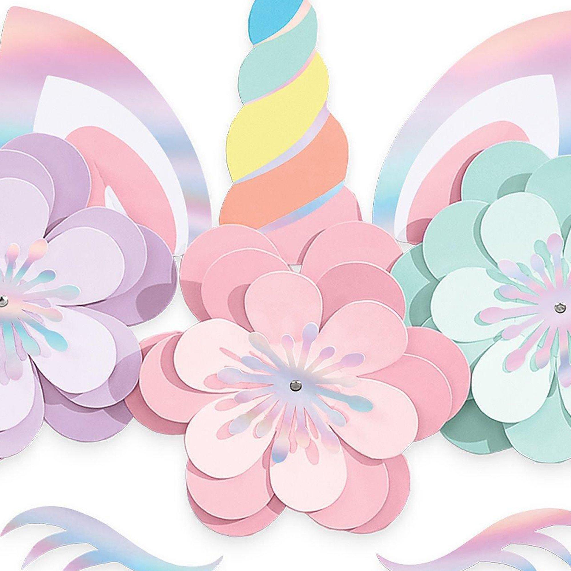 Magical Rainbow Unicorn Floral Cutouts 8ct - Image 4
